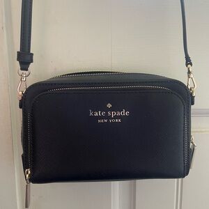 Kate Spade Black Leather Crossbody Bag with Gold Hardware